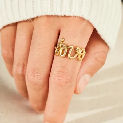LOVE 18K Gold-Plated 925 Sterling Silver Ring - Gold