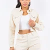 Laced Back Cropped Jacket - Ivory