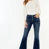 Mid Rise Button Fly Flare Jeans - Medium