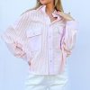 Multi Striped Mix-Match Patched Pocket Shirt - Baby Pink