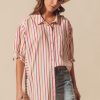 Multicolored Stripe Button Down Shirt - Pink Combo
