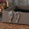 Natural Stone Dangle Earrings - Silver