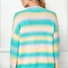 Ombre Drop Shoulder Knit Pullover Sweater - Mint Combo