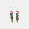 PU Leather Alloy Pencil Earrings - Gold