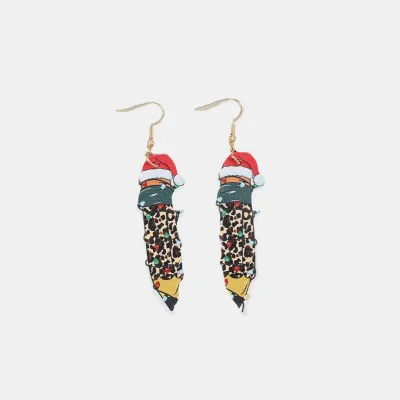 PU Leather Alloy Pencil Earrings - Gold