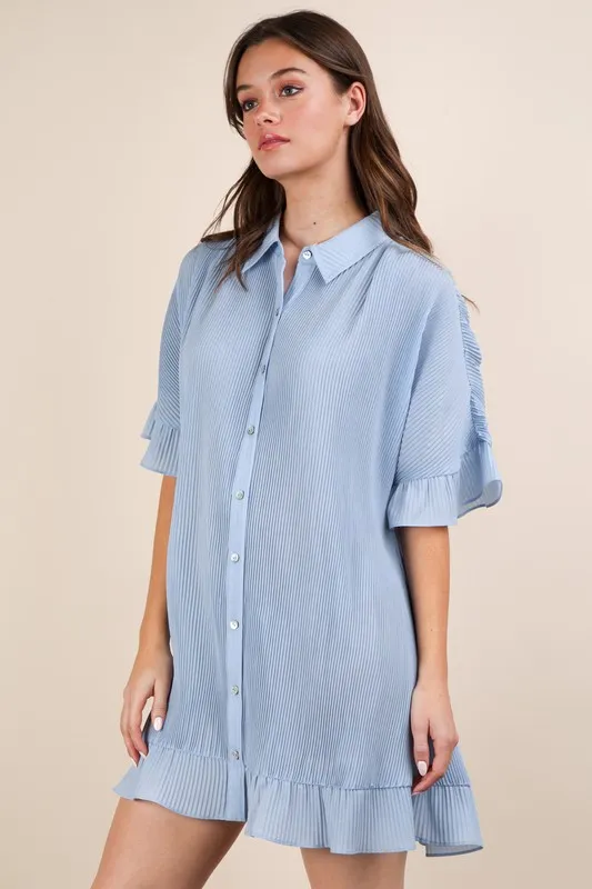 Pleated-Detail-Button-Down-Mini-Dress-Sky-3