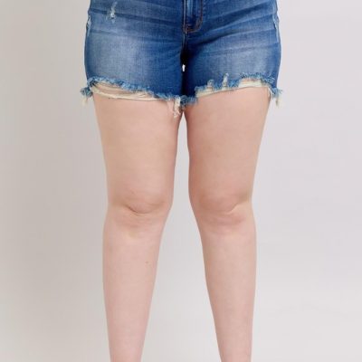 Plus Size 2 Button Dad Shorts With Destrroy