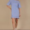 Plus Size Mineral Washed Knit Shift Mini Dress - Blue