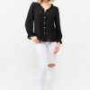 Polka Dot Ruffle Detailed Blouse Top - Black