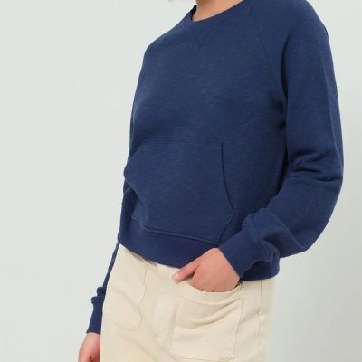 Raglan Sleeve Pocket Sweatshirt - Dark Night