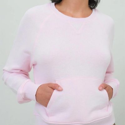 Raglan Sleeve Pocket Sweatshirt - Pale Pink