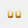 Resin Copper U Shape Earrings - Gold