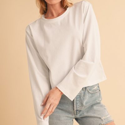 Round Neck Long Sleeve T-Shirt - White