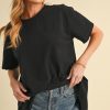 Round Neck Short Sleeve Oversized T-Shirt - Black