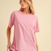 Round Neck Short Sleeve Oversized T-Shirt - Pink