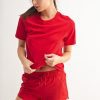 Round Neck Short Sleeve T-Shirt - Cherry