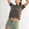 Round Neck Short Sleeve T-Shirt - Dark Olive