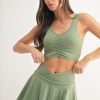 Ruched Front Active Tank - Moss