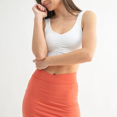 Ruched Front Active Tank - White
