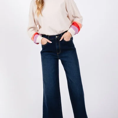Sage + Fig High Waist Wide Leg Jeans - Denim Blue