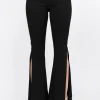 Side Slit Flare Jeans - Black