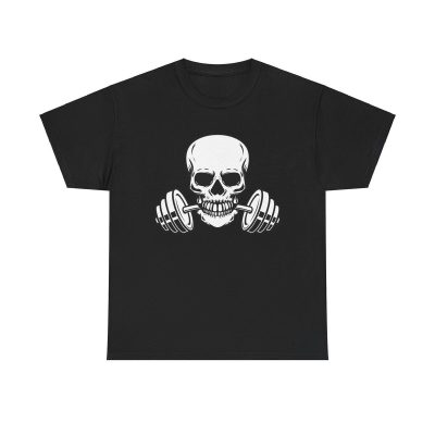 Skull & Barbells Unisex T-Shirt - Gym Workout Fitness Bodybuilding Motivation Hardcore