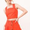 Square Neck Crop Top - Orange