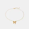 Stainless Steel Bow Pendant Necklace - Gold