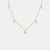 Stainless Steel Rhinestone Charm Necklace - Gold