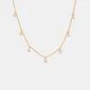 Stainless Steel Rhinestone Pendant Necklace - Gold