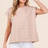 Striped Muscle Sleeve Top - Taupe