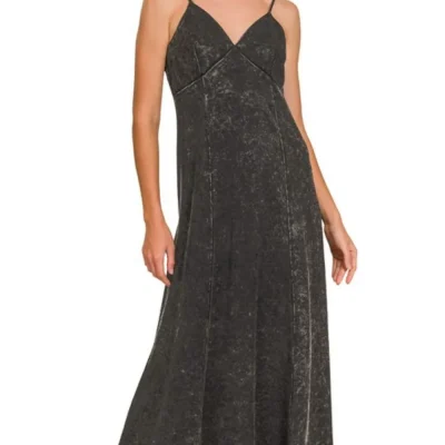 Tencel Mineral Washed Maxi Dress - Ash Black