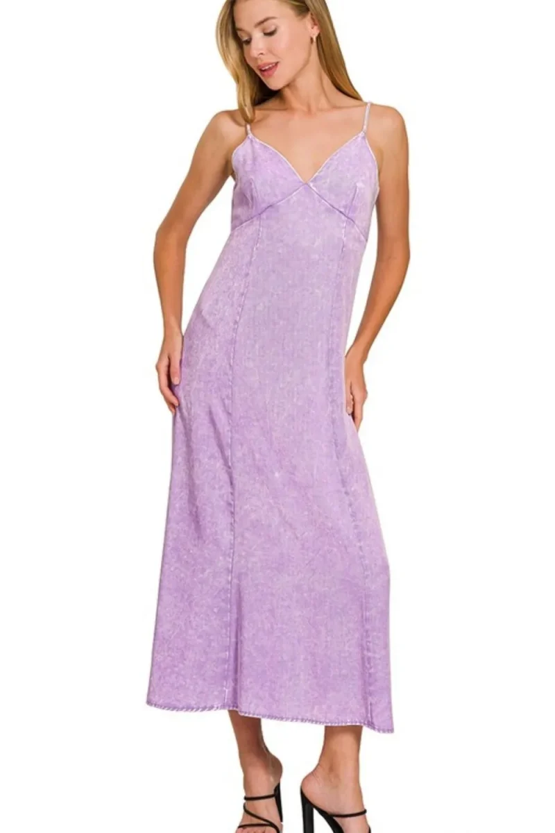 Tencel Mineral Washed Maxi Dress - B Lavender