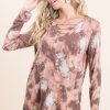Tie Dye French Terry V-Neck Top - Rustic Mocha