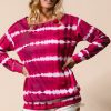 Tie Dye Print Terry Sweatshirt - Fuchsia