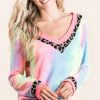 Tie Dye Terry V-Neck Top - Pastel Tie Dye