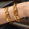 Titanium Steel Hollow Square Chain Bracelet - Gold