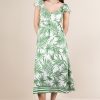 Tropical Printed Midi Summer Boho Dress - Green Mix