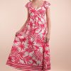 Tropical Printed Midi Summer Boho Dress - Tomato Mix