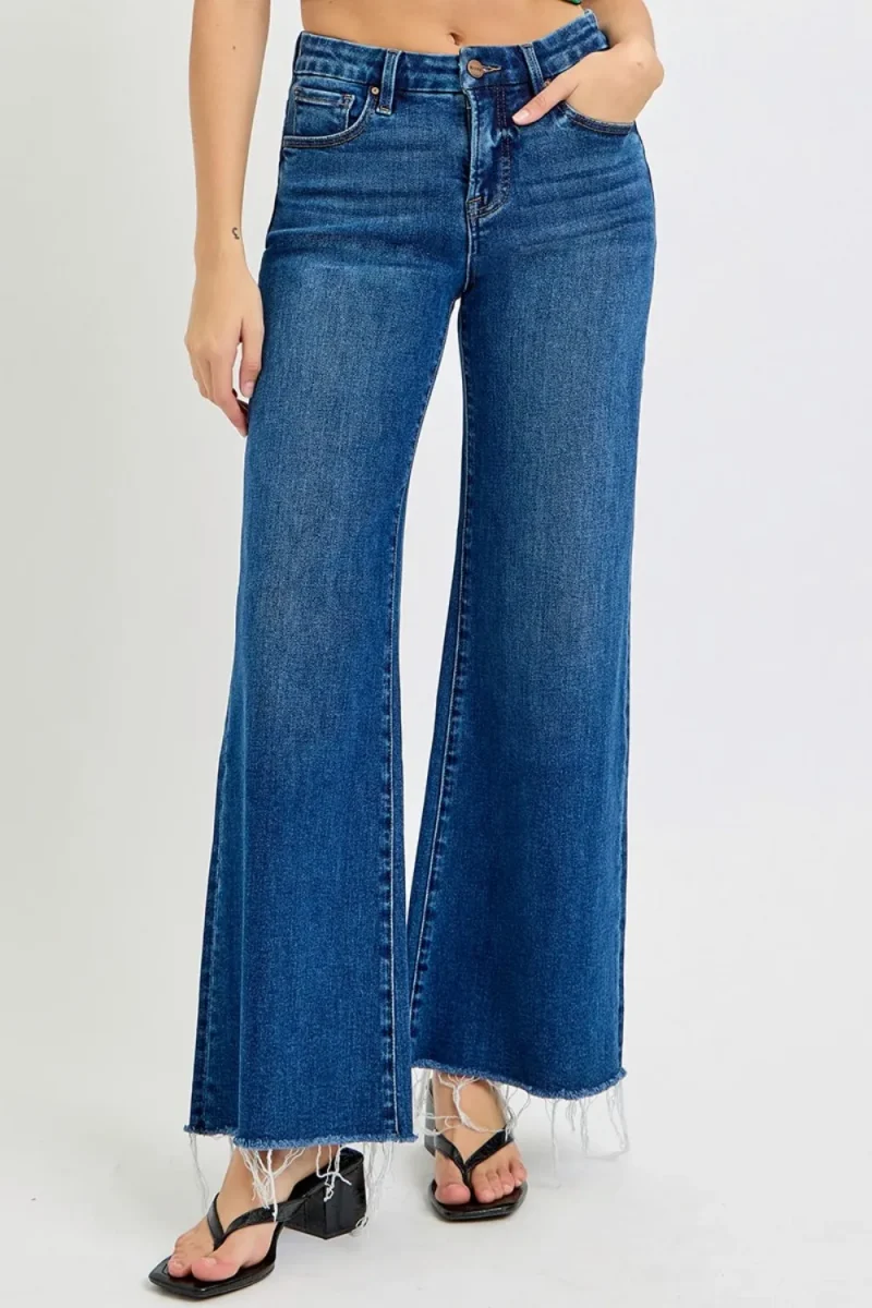 Tummy Control High Rise Wide Leg Jeans - Dark