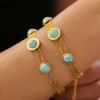 Turquoise Titanium Steel Bracelet - Gold
