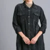 Umgee Raw Hem Button Down Denim Jacket With Chest Pockets - Black