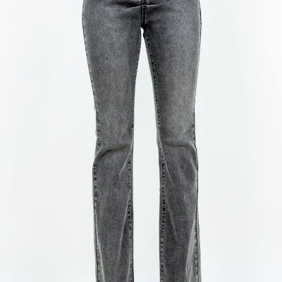 V-Cut Ruched Flare Pants - Black