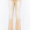 V-Cut Ruched Flare Pants - Tan