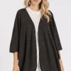 Open Front Batwing Sleeve Cardigan - Black
