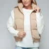 Fine Fur Lining Quilted Vest - Iced Coffee