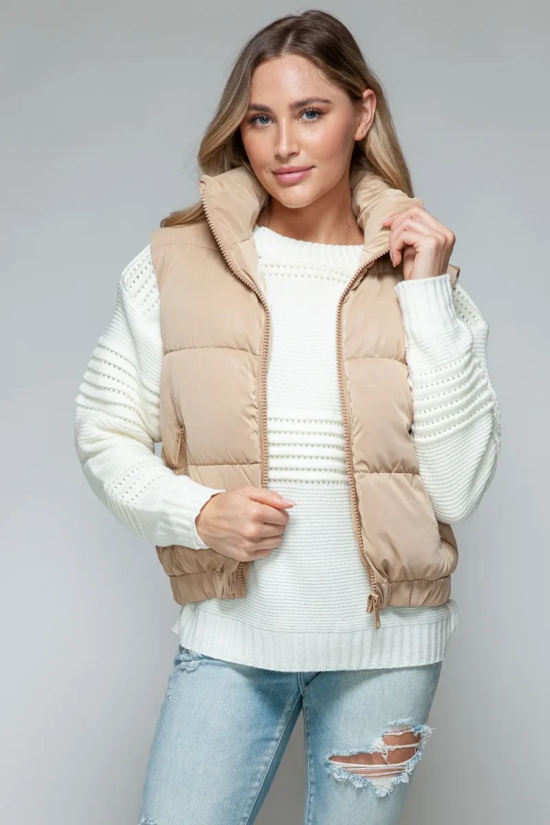 Fine Fur Lining Quilted Vest - Iced Coffee