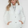 YMI Pocketed Zip Up Turtleneck Puffer Jacket - White