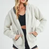Contrast Trim Zip Up Hoodie Jacket - Heather Bone