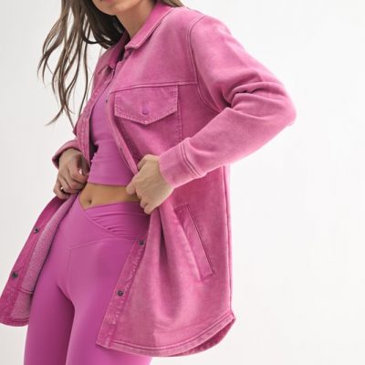 Snap-On Shacket with Pockets - New Orchid
